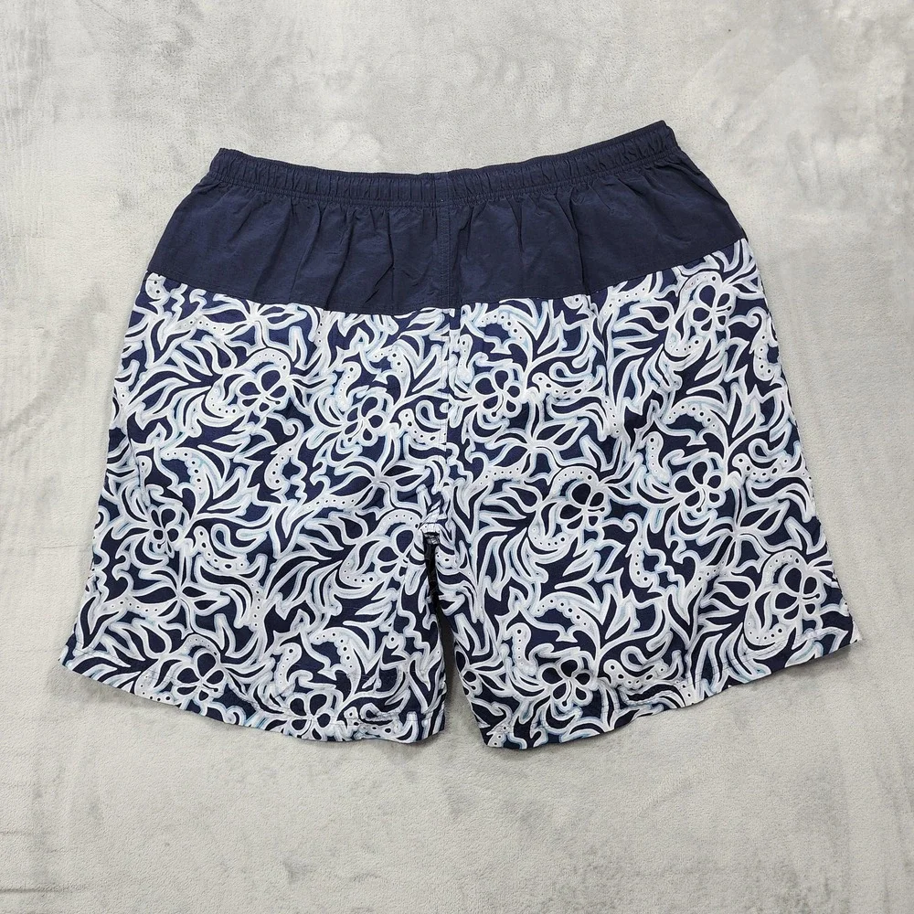 Cherokee Swim Trunks Mens 2XL Blue Floral Hawaiian Lined Pockets Beach Summer